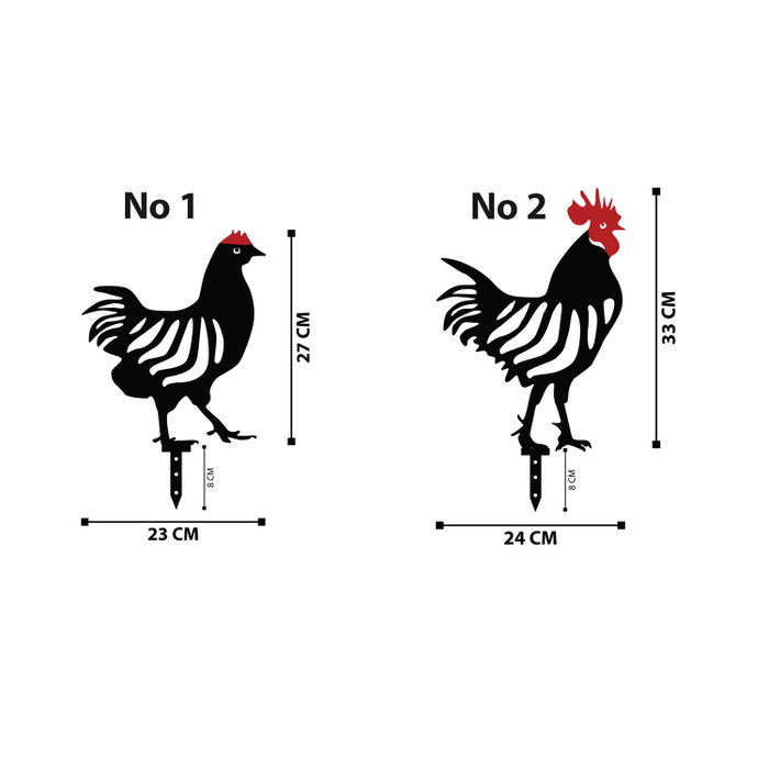 Aberto Design Chicken Family 4 - Juego de Accesorios de Metal Decorativos para Jardín